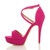 Left side view of Fuchsia Pink Suede High Heel Crossed Straps Platform Sandals