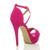 Back right side view of Fuchsia Pink Suede High Heel Crossed Straps Platform Sandals