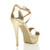 Back right side view of Gold PU High Heel Crossed Straps Platform Sandals
