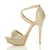 Left side view of Gold Glitter High Heel Crossed Straps Platform Sandals