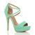Front right side view of Mint Suede High Heel Crossed Straps Platform Sandals