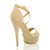 Back right side view of Nude Suede High Heel Crossed Straps Platform Sandals