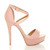 Right side view of Pink Suede High Heel Crossed Straps Platform Sandals