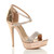 Front right side view of Rose Gold Mirror Diamante PU High Heel Crossed Straps Platform Sandals