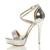 Left side view of Silver Mirror Diamante PU High Heel Crossed Straps Platform Sandals