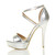 Left side view of Silver PU High Heel Crossed Straps Platform Sandals