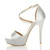Left side view of Silver Satin High Heel Crossed Straps Platform Sandals