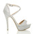 Right side view of Silver Glitter High Heel Crossed Straps Platform Sandals