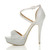 Left side view of Silver Glitter High Heel Crossed Straps Platform Sandals