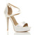 Front right side view of White Satin High Heel Crossed Straps Platform Sandals