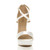 Front view of White Satin High Heel Crossed Straps Platform Sandals
