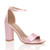 Front right side view of Pink Satin High Block Heel Ankle Strap Sandals