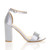 Right side view of Silver Satin High Block Heel Ankle Strap Sandals