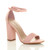 Front right side view of Pink Suede High Block Heel Ankle Strap Sandals