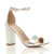 Front right side view of Silver PU High Block Heel Ankle Strap Sandals