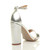 Back right side view of Silver PU High Block Heel Ankle Strap Sandals