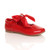 Front right side view of Red Patent Childrens Ribbon Bow Scalloped Bridesmaid Mary Jane Shoes