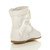 Back right side view of White Patent Infants Flat Bow Calf Ankle Boots