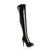 Front right side view of Black Patent High Heel Stretch Platform Over The Knee Boots