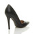 Back right side view of Black PU High Heel d'Orsay Pointed Court Shoes