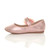 Left side view of Pink Flat Mary Jane Wedding Bridesmaid Shoes Ballerinas