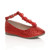 Front right side view of Red Flat T-Bar Glitter Wedding Bridesmaid Shoes Ballerinas