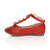 Left side view of Red Flat T-Bar Glitter Wedding Bridesmaid Shoes Ballerinas
