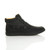 Right side view of Black PU Flat Contrast Boat Hi-Top Trainers Ankle Boots