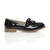 Right side view of Black Patent Flat Contrast Fringe Tassel Loafers