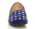 Front view of Blue Suede Flat Studded Loafers Dolly Shoes