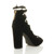 Back right side view of Black Suede High Block Heel Ghillie Peep Toe Shoes Back right side view of Black Suede High Block Heel Ghillie Peep Toe Shoes