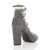 Back right side view of Grey Suede High Block Heel Ghillie Peep Toe Shoes