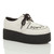 Front right side view of White PU Double Platform Flatform Wedge Brothel Creepers