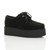 Front right side view of Black Suede Double Platform Flatform Wedge Brothel Creepers