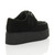 Back right side view of Black Suede Double Platform Flatform Wedge Brothel Creepers