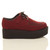 Right side view of Burgundy Suede Double Platform Flatform Wedge Brothel Creepers