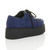 Back right side view of Navy Suede Double Platform Flatform Wedge Brothel Creepers