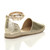 Back right side view of Gold PU Flat Studded Ankle Strap Espadrilles