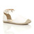 Front right side view of White PU Flat Studded Ankle Strap Espadrilles