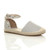 Front right side view of Grey PU Flat Studded Ankle Strap Espadrilles