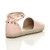 Back right side view of Pink PU Flat Studded Ankle Strap Espadrilles
