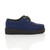 Right side view of Navy Suede Low Heel Wedge Platform Brothel Creepers Right side view of Navy Suede Low Heel Wedge Platform Brothel Creepers
