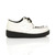 Right side view of White PU Low Heel Wedge Platform Brothel Creepers Right side view of White PU Low Heel Wedge Platform Brothel Creepers