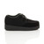 Right side view of Black Suede Low Heel Wedge Platform Brothel Creepers Right side view of Black Suede Low Heel Wedge Platform Brothel Creepers