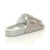 Back right side view of Silver PU Flatform Double Buckle Diamante Footbed Sandals Flip Flops Sliders Back right side view of Silver PU Flatform Double Buckle Diamante Footbed Sandals Flip Flops Sliders