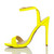 Left side view of Neon Yellow Patent High Heel Barely There Strappy Sandals
