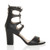 Right side view of Black PU High Heel Ghillie Peep Toe Shoes