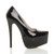 Right side view of Black Patent High Heel Pointed Platform Court Shoes