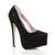 Front right side view of Black Suede High Heel Pointed Platform Court Shoes