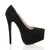 Right side view of Black Suede High Heel Pointed Platform Court Shoes